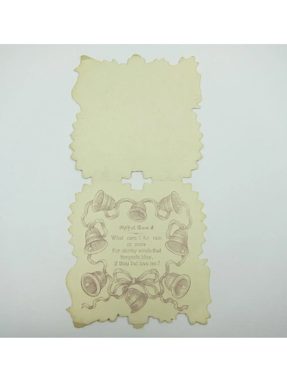 Vintage Valentine Card Gold Die cut Bifold Pink & Yellow Roses Red Hearts Bells
